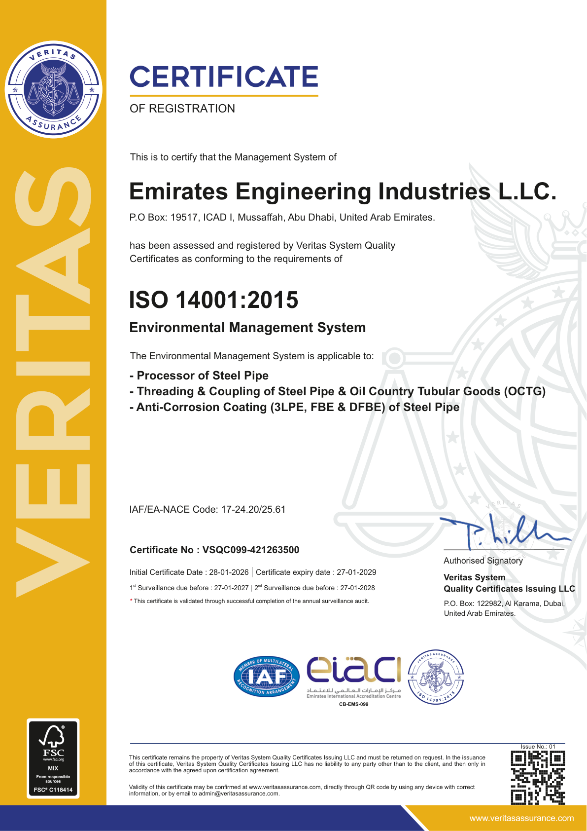 ISO 14001:2015 Certificate